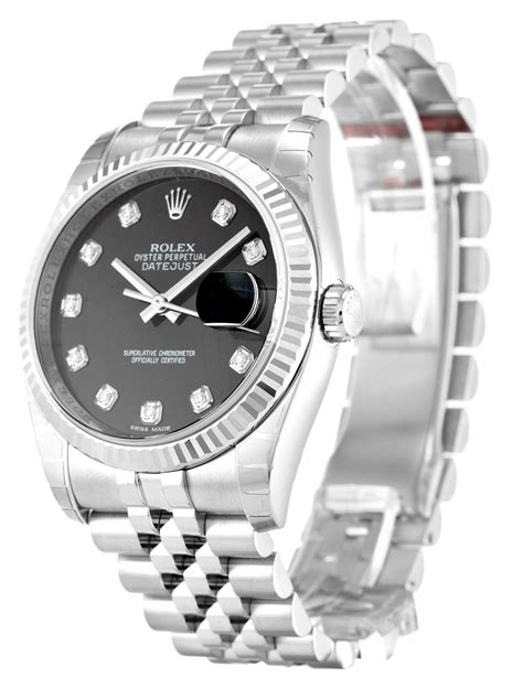 rolex datejust black dial replica|rolex datejust 36mm black.